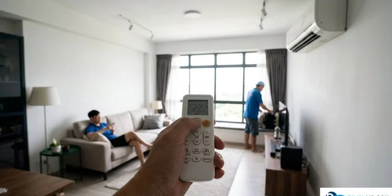 Aircon indoor unit with the return air temperature sensor location highlighted