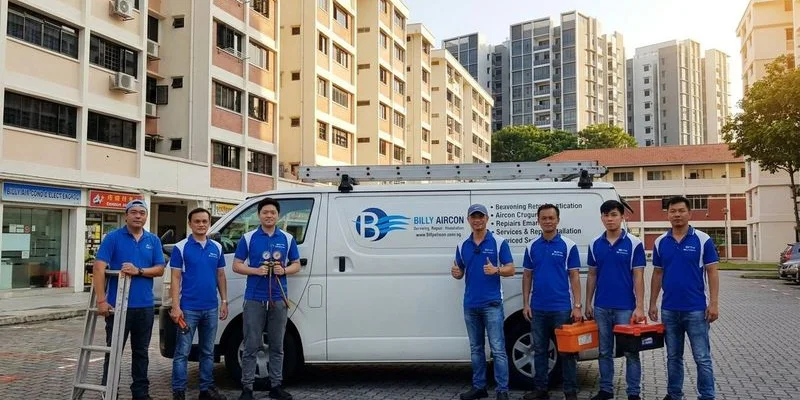 Technician flushing an aircon drain line with a pump and cleaning solution