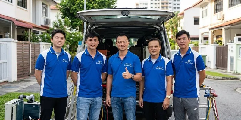 Technician inspecting aircon PCB board with a multimeter