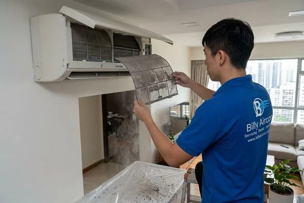 Dirty clogged aircon filter causing poor cooling performance