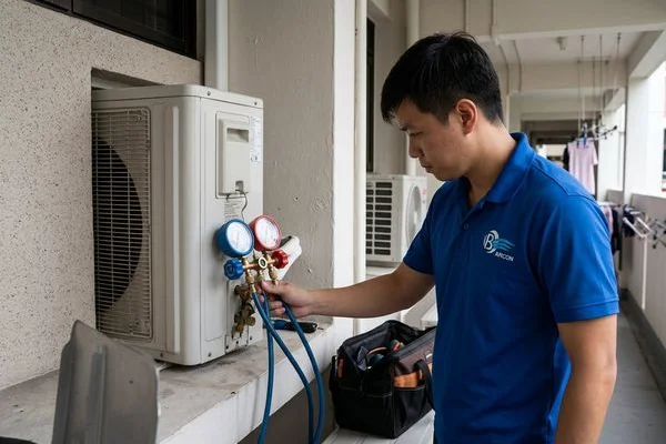 Ice formation on evaporator coil caused by low gas leading to water dripping