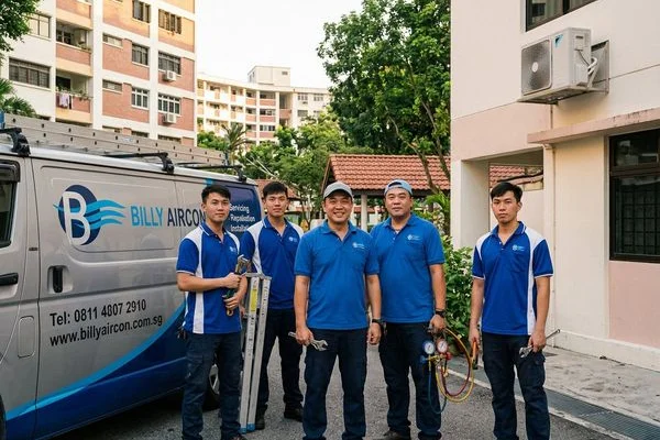 Technician applying chemical solution to aircon blower fan during deep cleaning