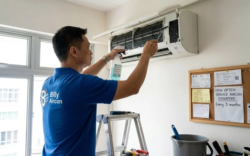Aircon servicing schedule calendar showing recommended frequency in Singapore
