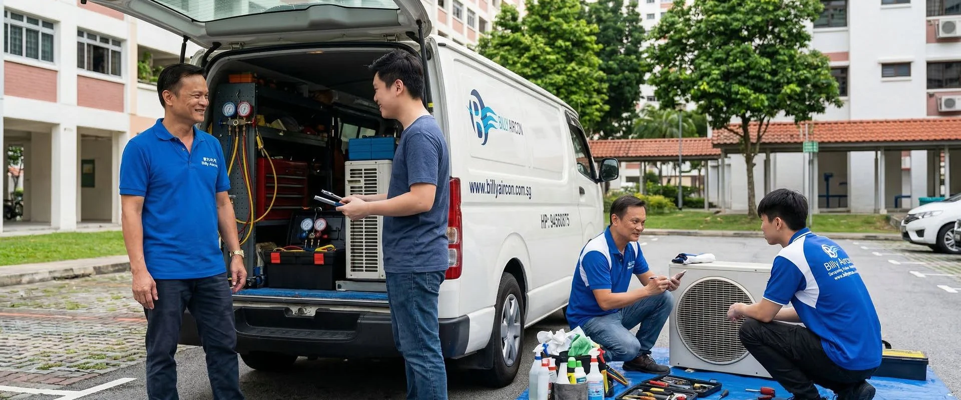 Fujitsu aircon servicing by Billy Aircon technician in Singapore